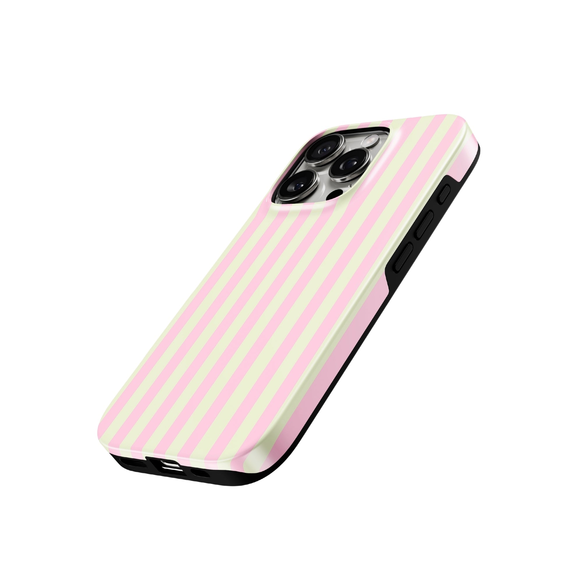 Glossy Pink & Yellow Striped iPhone Case