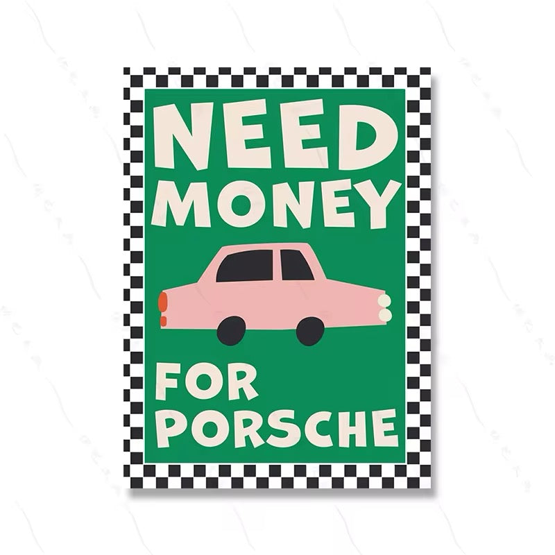 Colorful Food Poster Need Money For Porsche