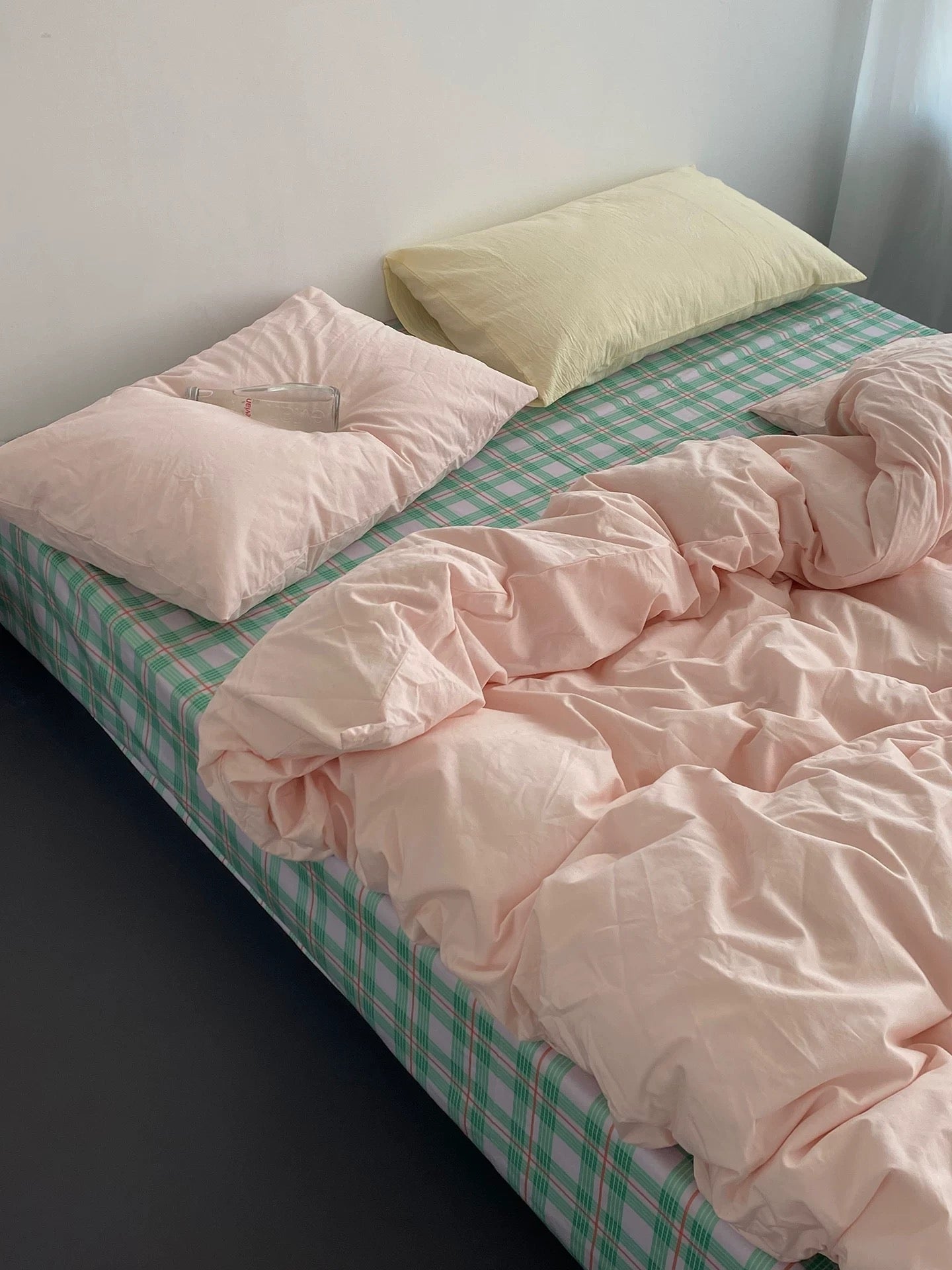 Pink & Mint Green Plaid Bedding Set