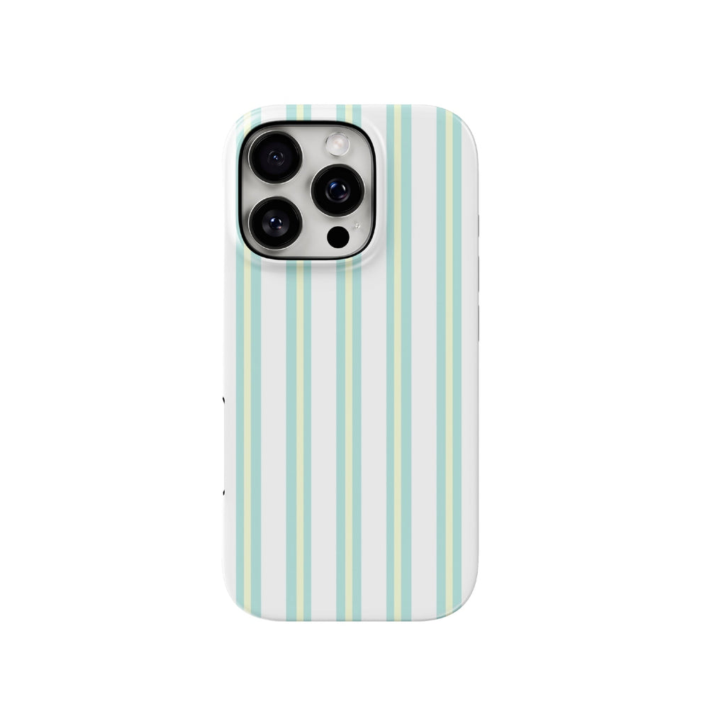 Mint & Yellow Glossy Striped iPhone Case