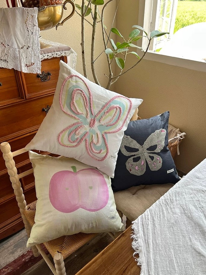 Embroidered Canvas Throw Pillow