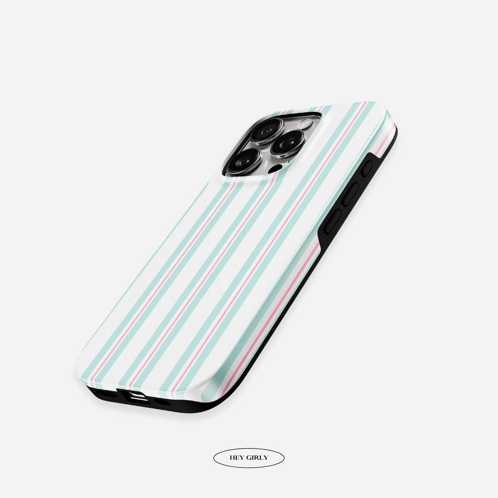 Green & Pink Striped iPhone Case