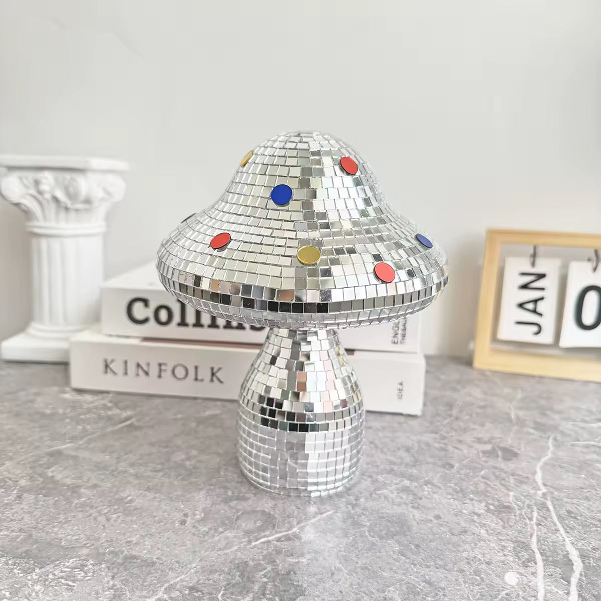 Dreamy Disco Mushroom Ball Silver Dots