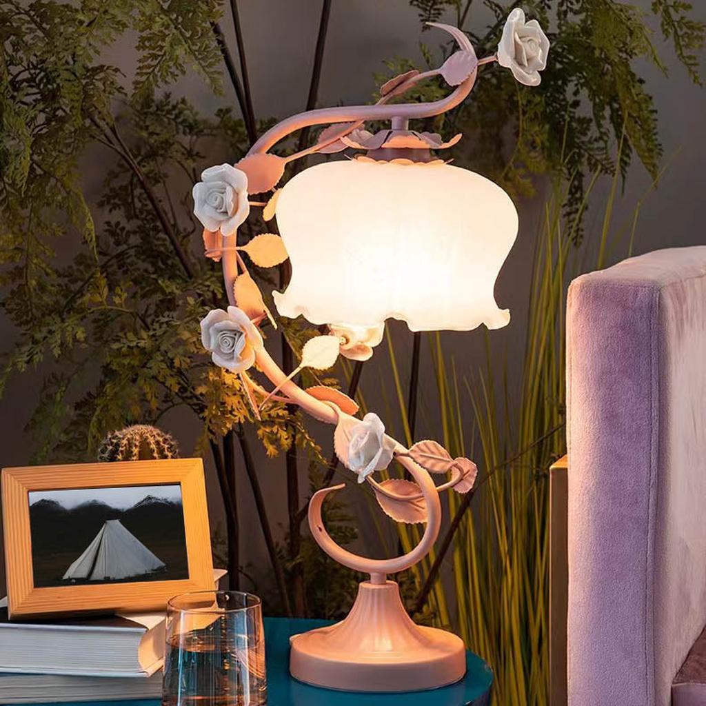 Pastoral Rose Table Lamp (2 colors) Pink