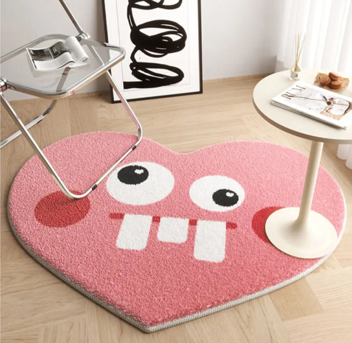 Peach Cute Heart Carpet 5