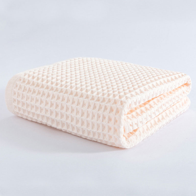 Cotton Waffle Bath Towel - Japanese Design Soft Peach 28" × 55"