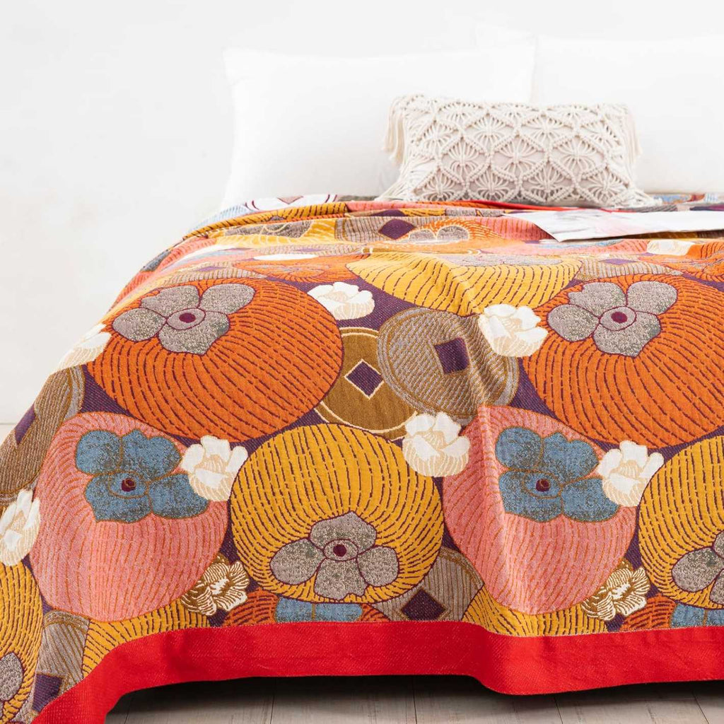 Cotton Blanket with Floral Pattern
