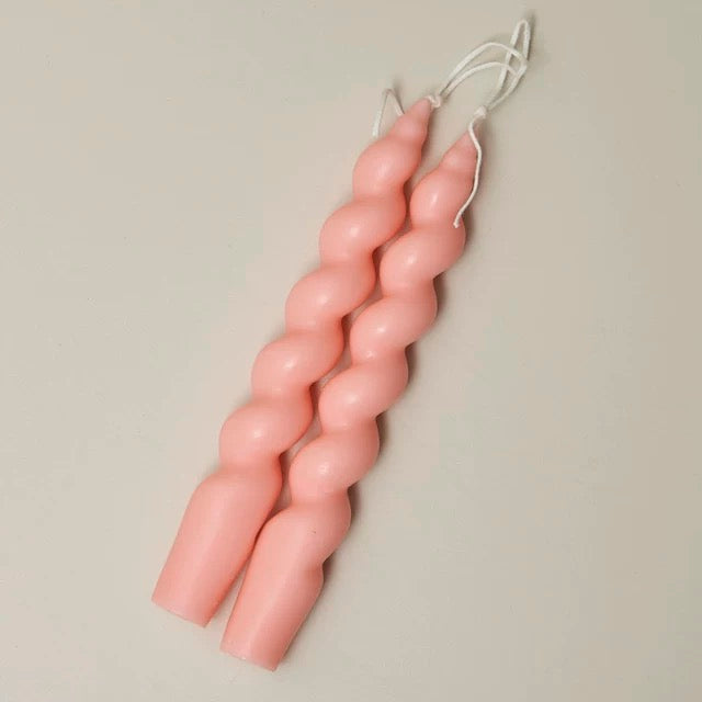 2 pc Spiral Candles Pink 1