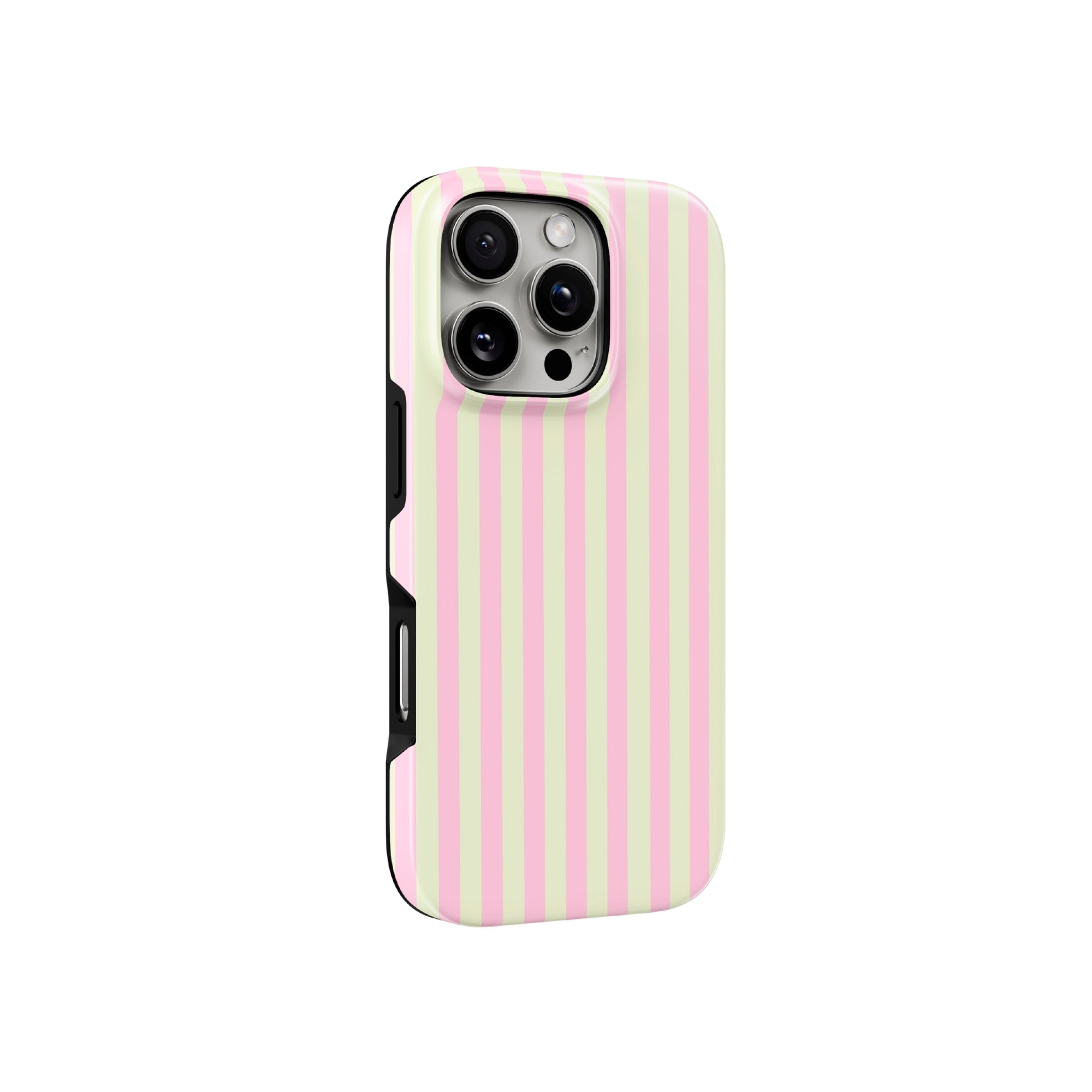 Glossy Pink & Yellow Striped iPhone Case