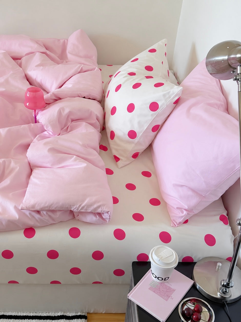 Pink Polka Dot Bedding Set