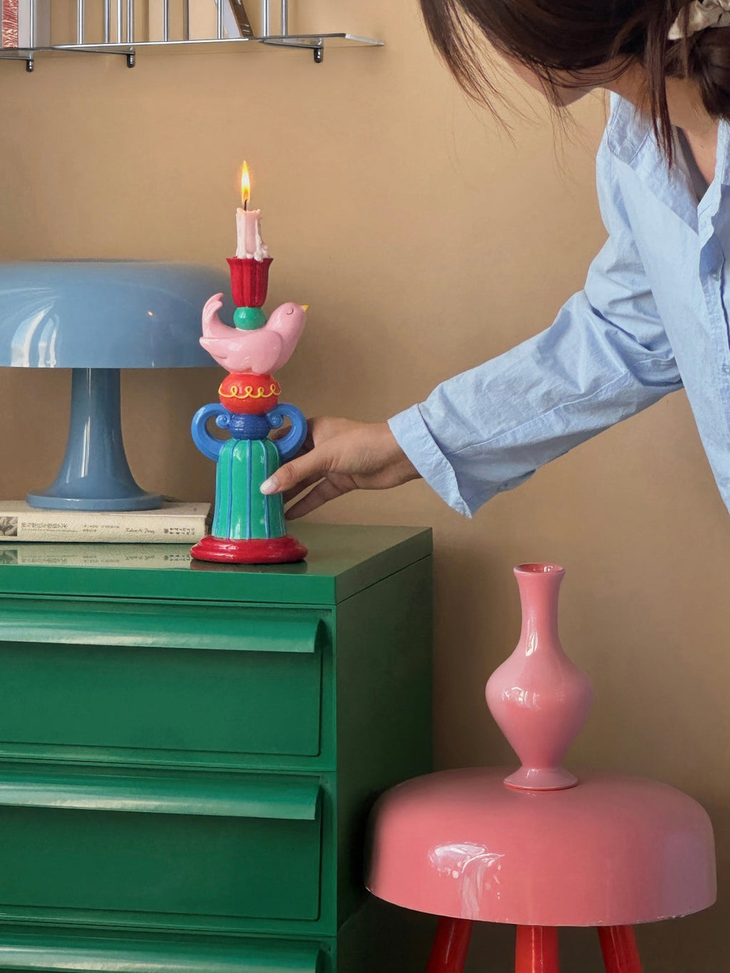 Colorful Bird Candle Holder