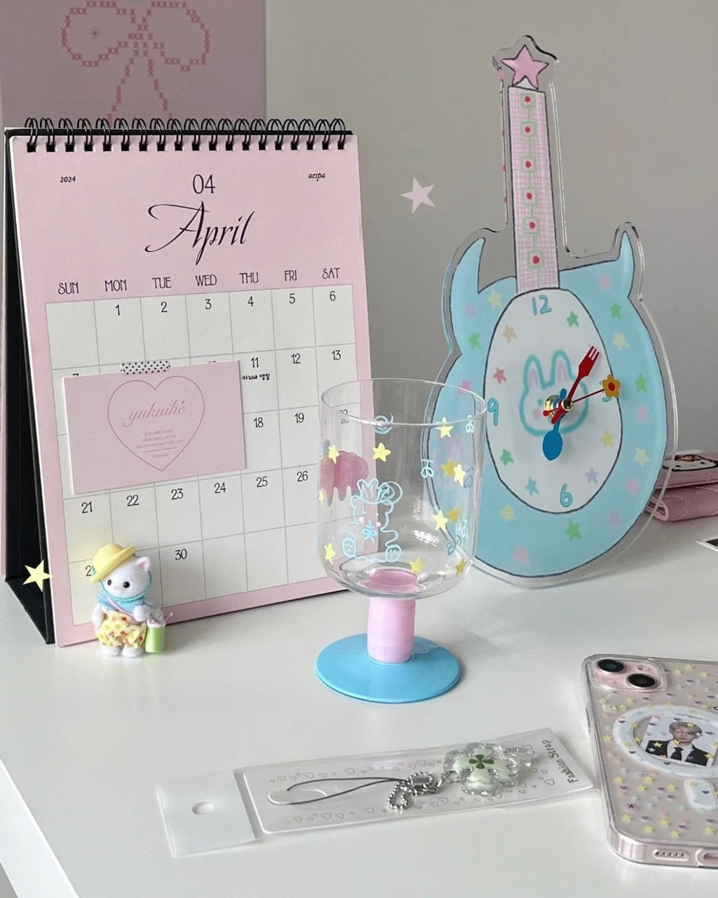 Pastel Guitar Wall Clock