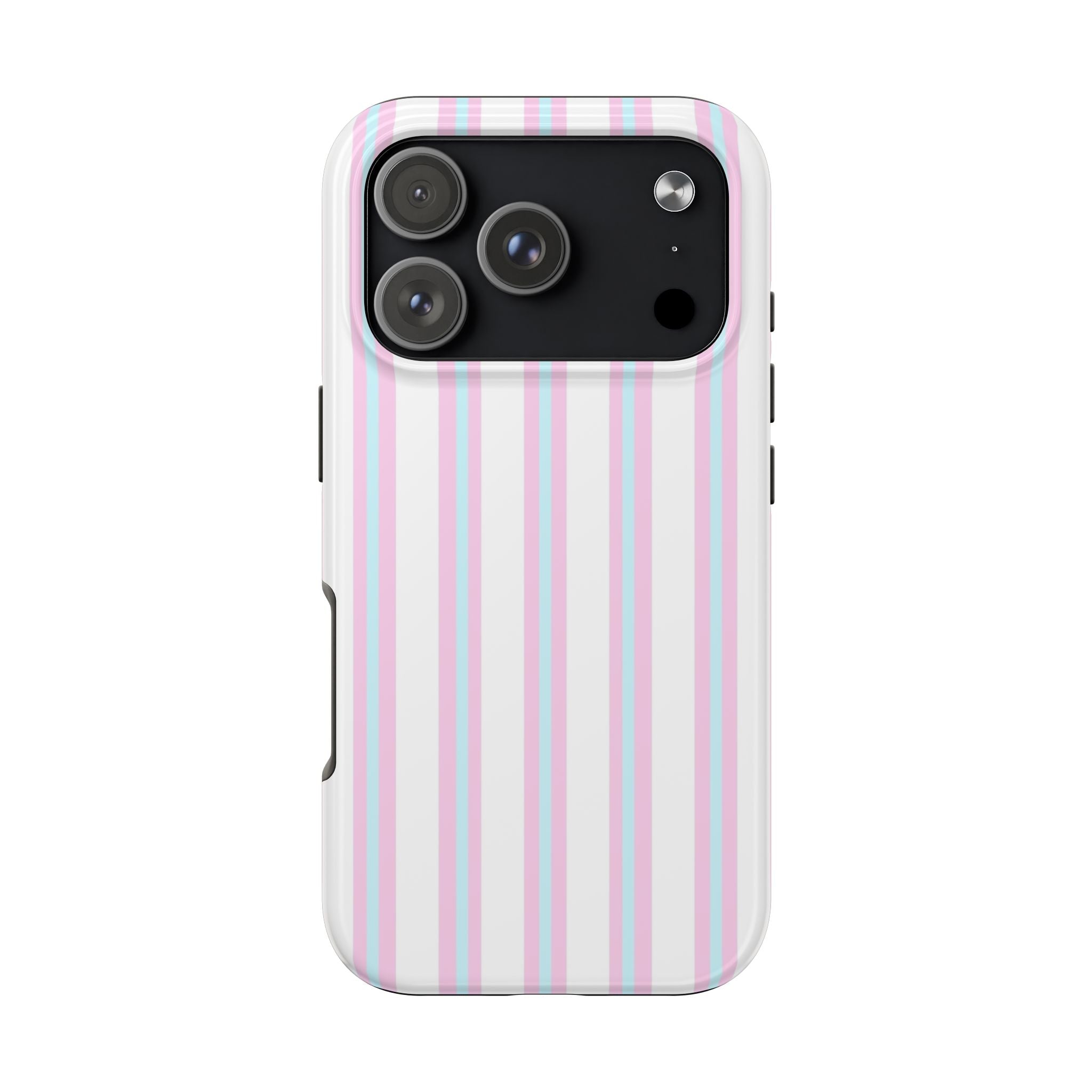Glossy Pink & Blue Striped iPhone Case