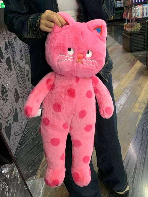 Big Pink Polka Dot Cat Pink