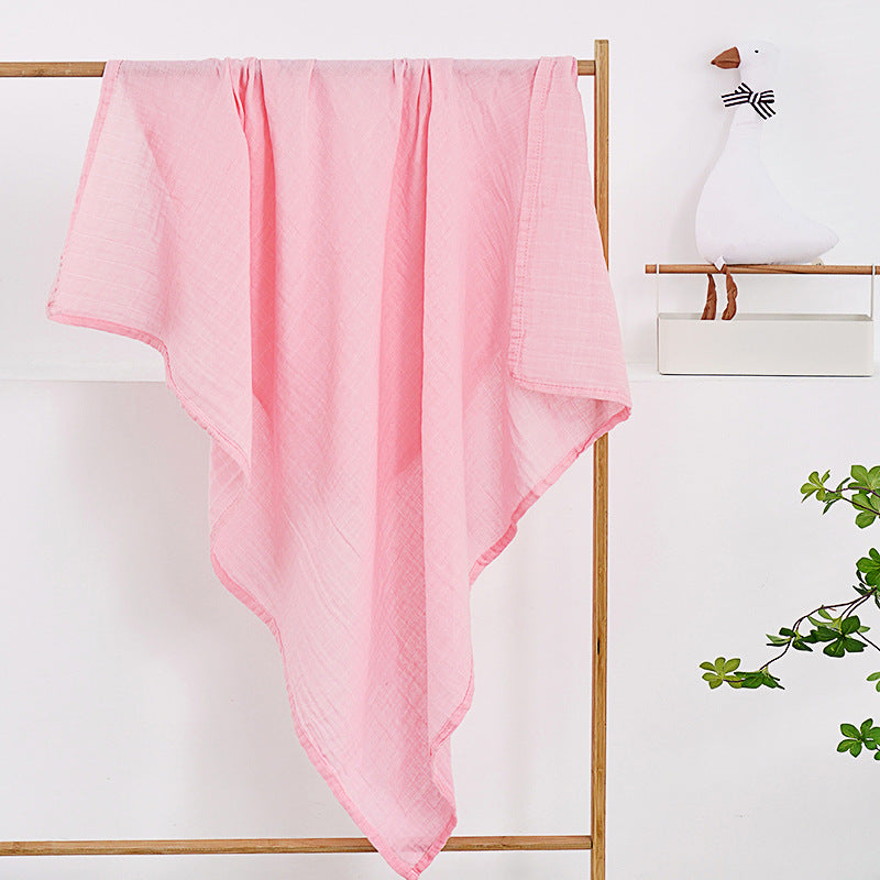 Solid-Color Cotton Muslin Baby Swaddle Blanket – 43" x 51" Peach