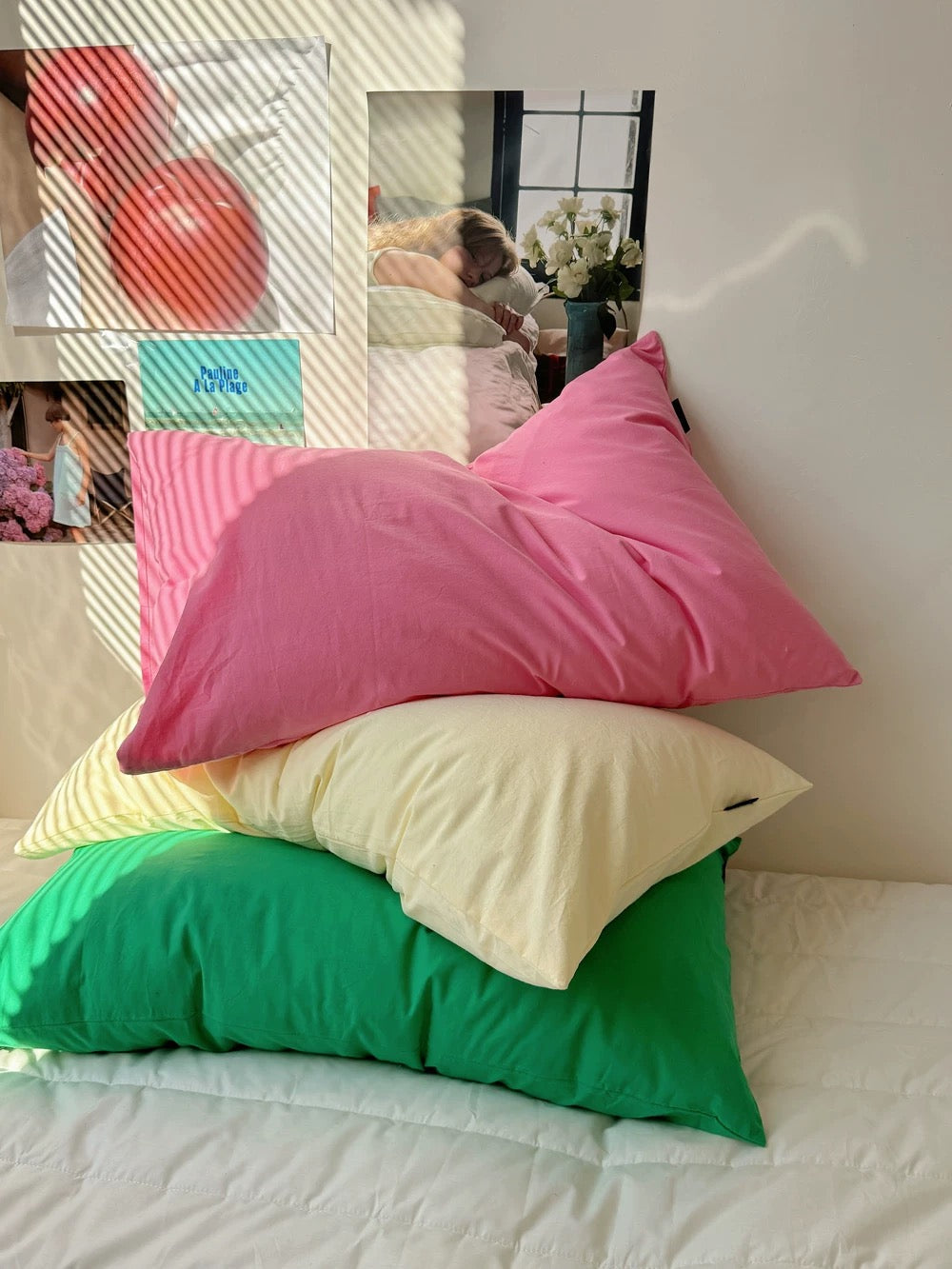 Solid Color Washed Cotton Pillowcase