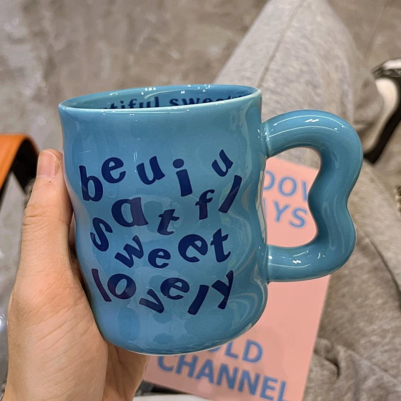 Aesthetic Ceramic Mug Blue