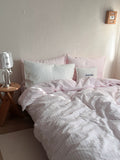 Pink Textured Stripe Duvet Cover Set