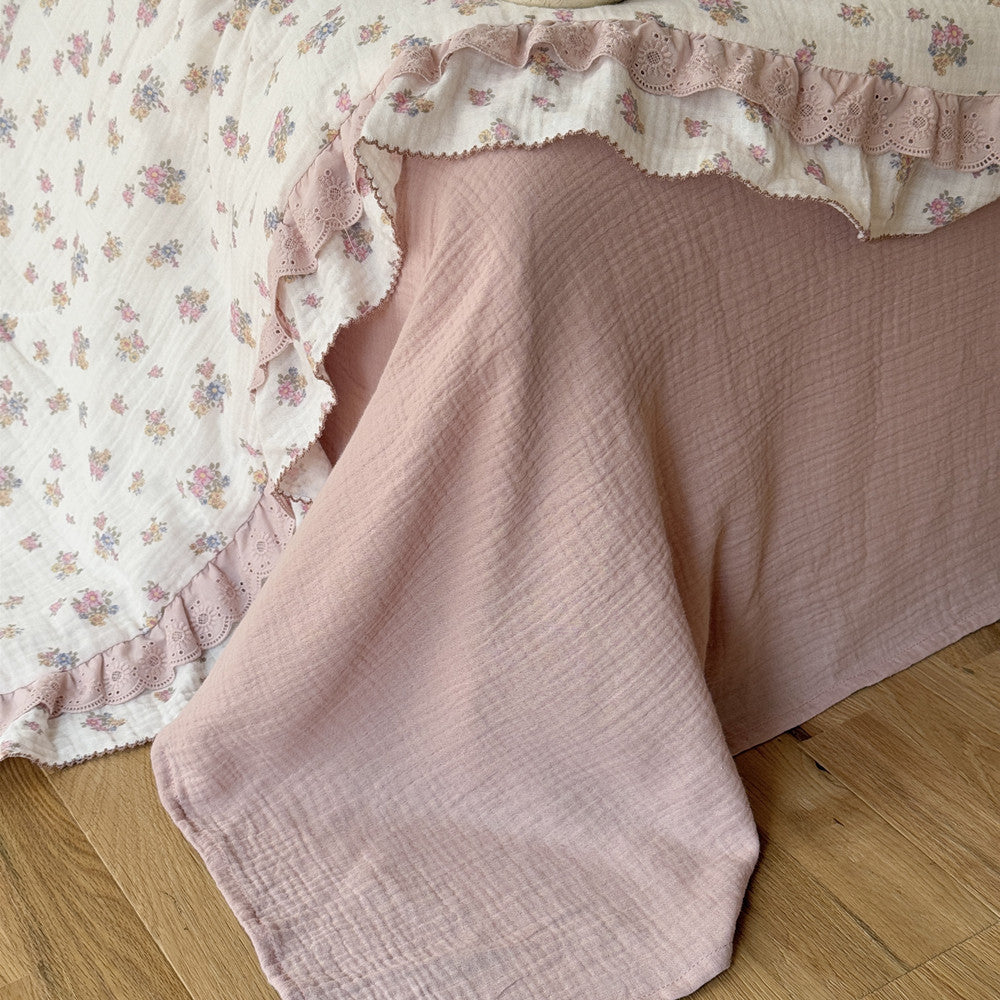 Blush Floral Cotton Comforter – Ruffles & Lace Trim