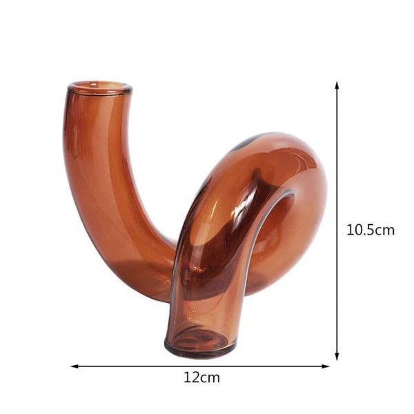 Twist Glass Candlestick Holder Brown