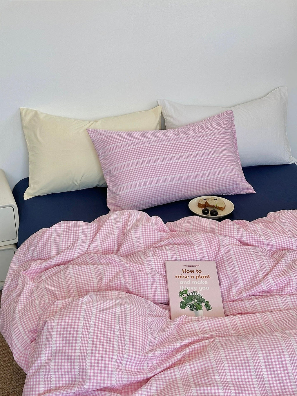 Pink Gingham Aesthetic Duvet Cover Set