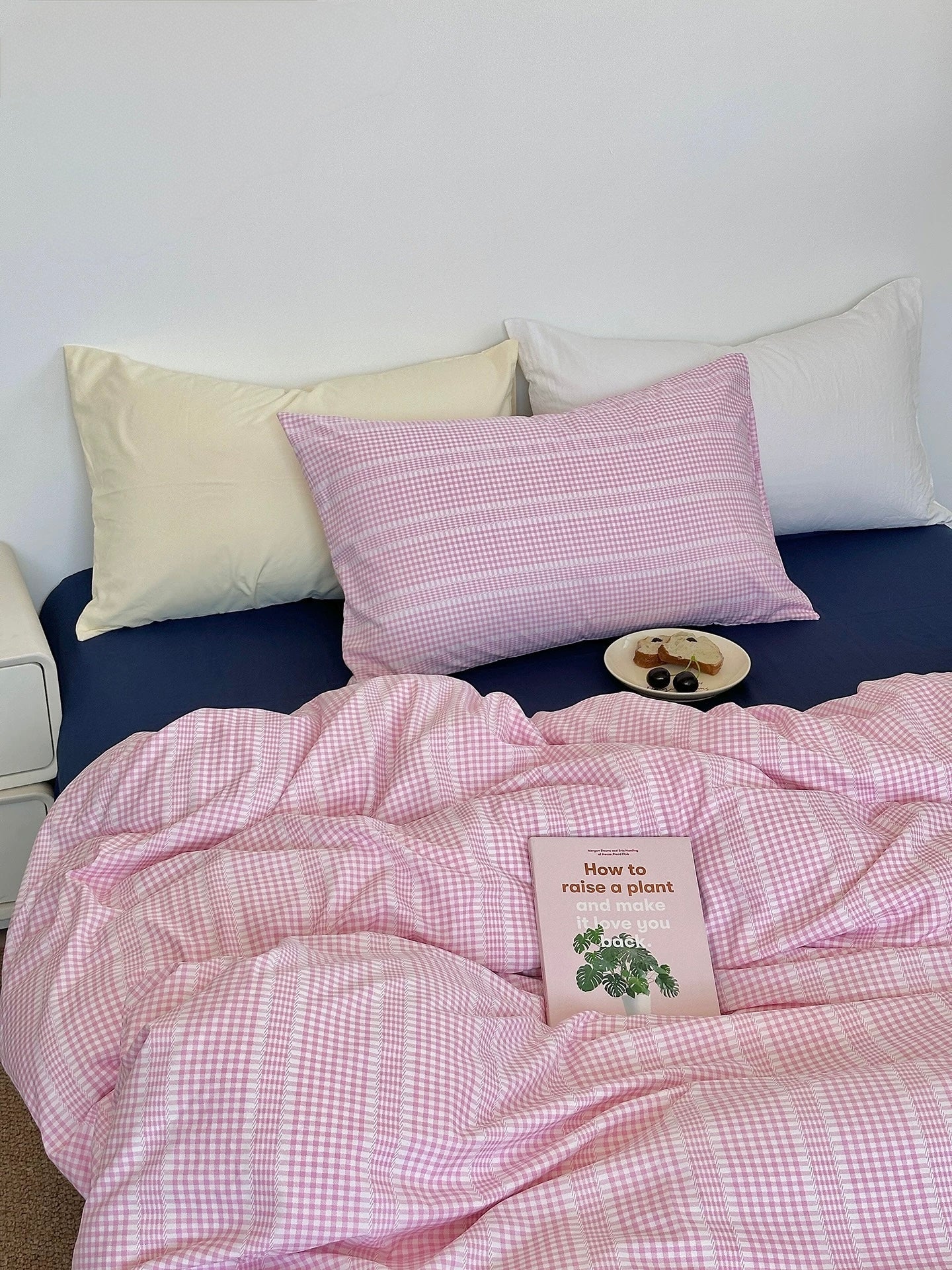 Pink Gingham Aesthetic Duvet Cover Set