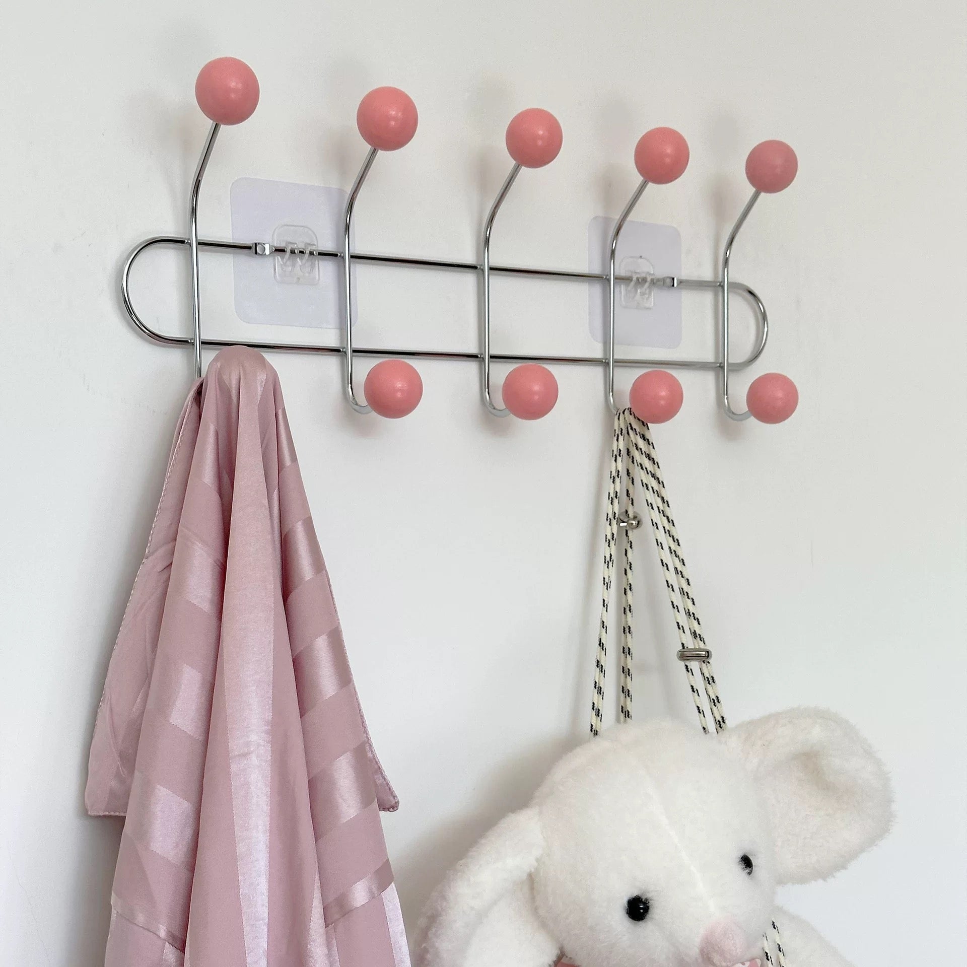 Retro Wall Mounted Coat Rack Pink M: 41 x 15 cm (16 x 5.9 in)