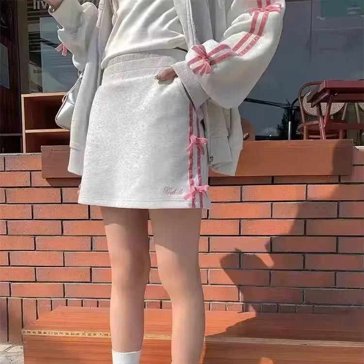 Coquette Bow Hoodie Pink Skirt