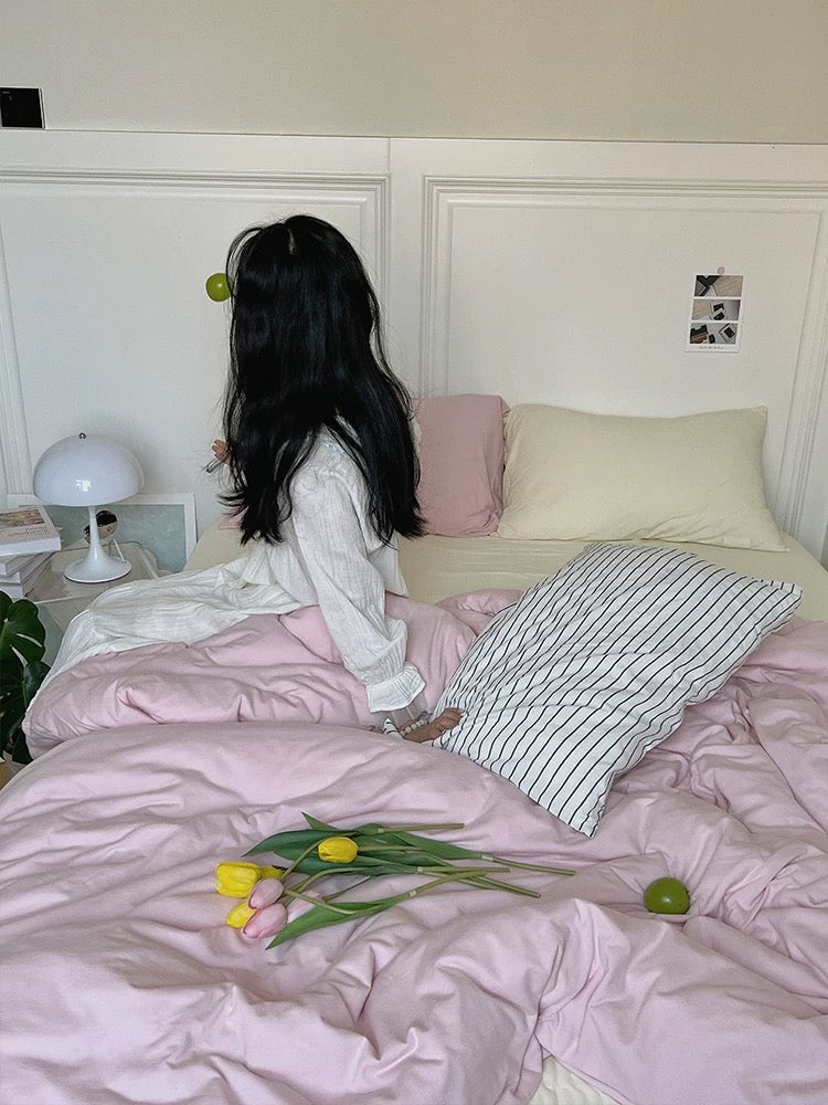 Pink Jersey Knit Duvet Cover Set