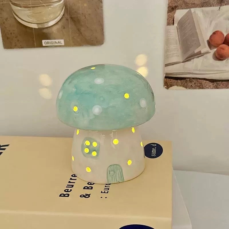 Cottagecore Mushroom Night Light Blue
