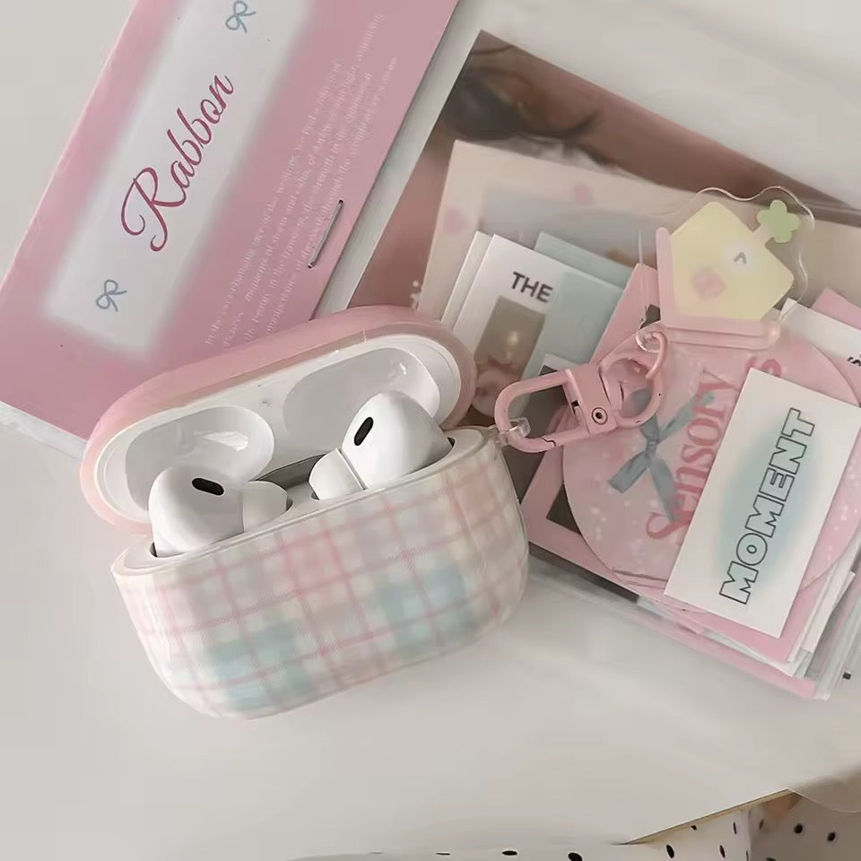 Pastel Pink Plaid AirPods Case