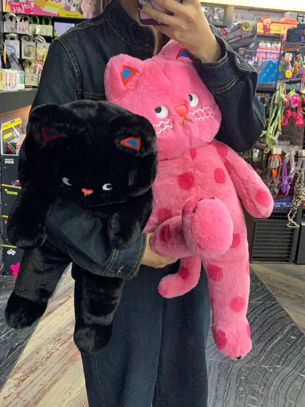 Big Pink Polka Dot Cat