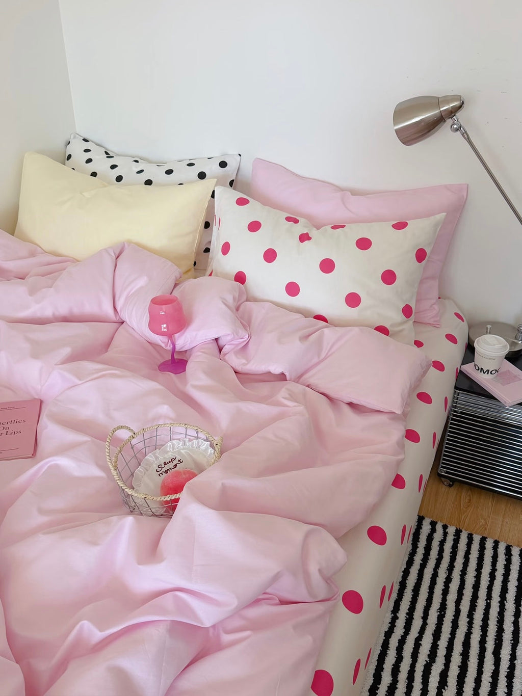 Pink Polka Dot Bedding Set