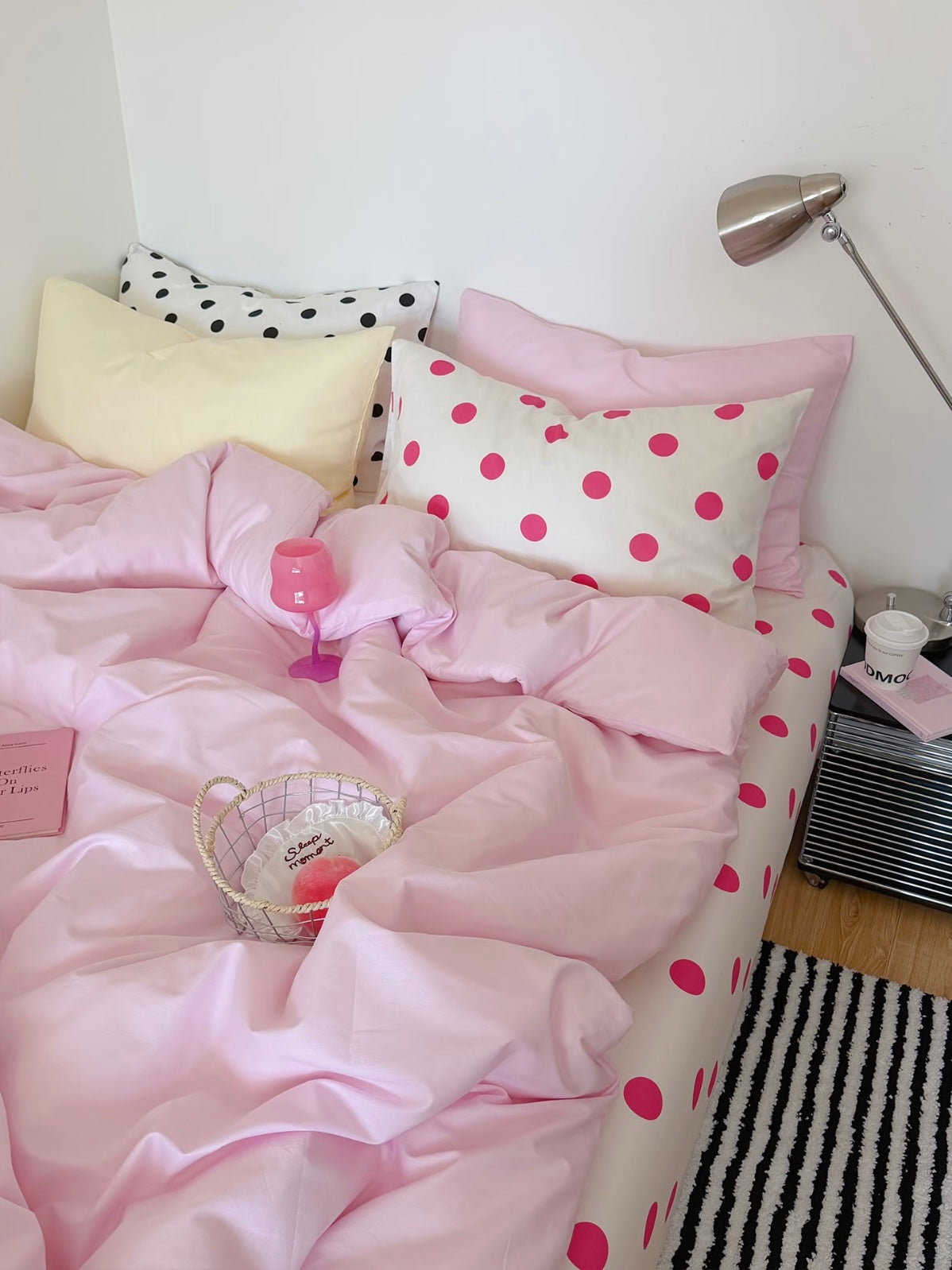 Pink Polka Dot Bedding Set