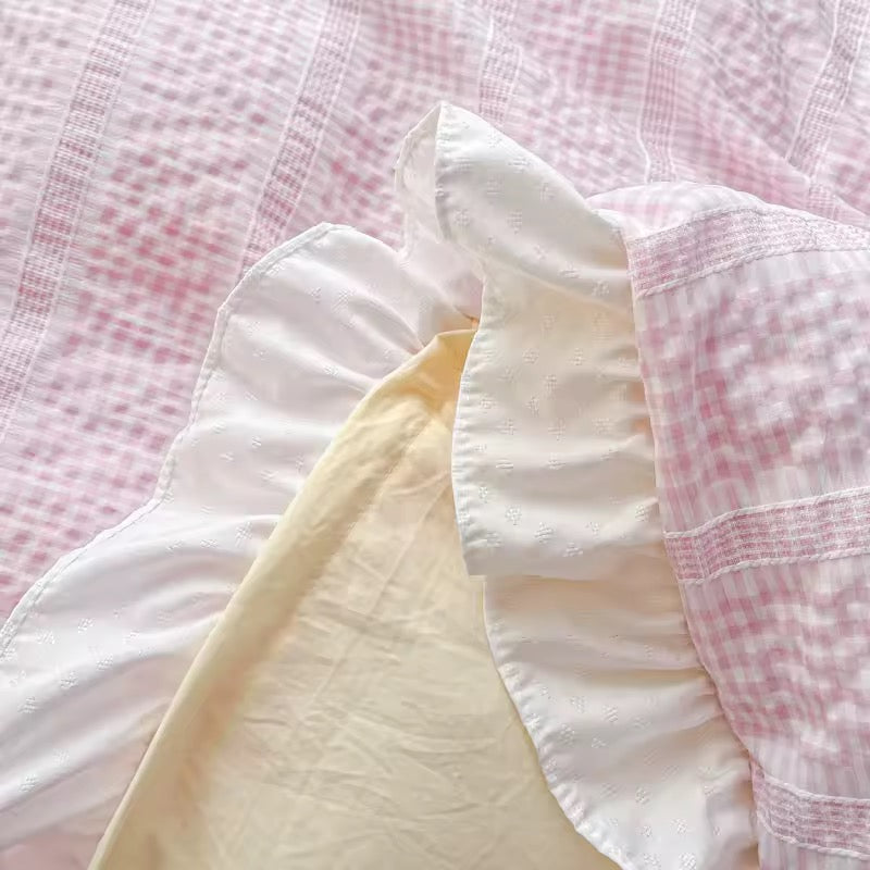 Pink Princess Gingham Bedding Set