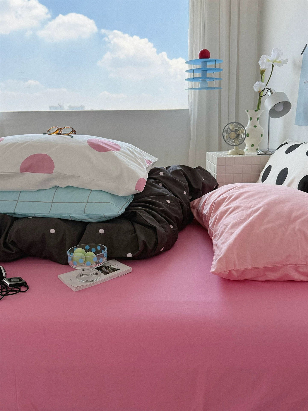 Pink and Gray Bedding Set