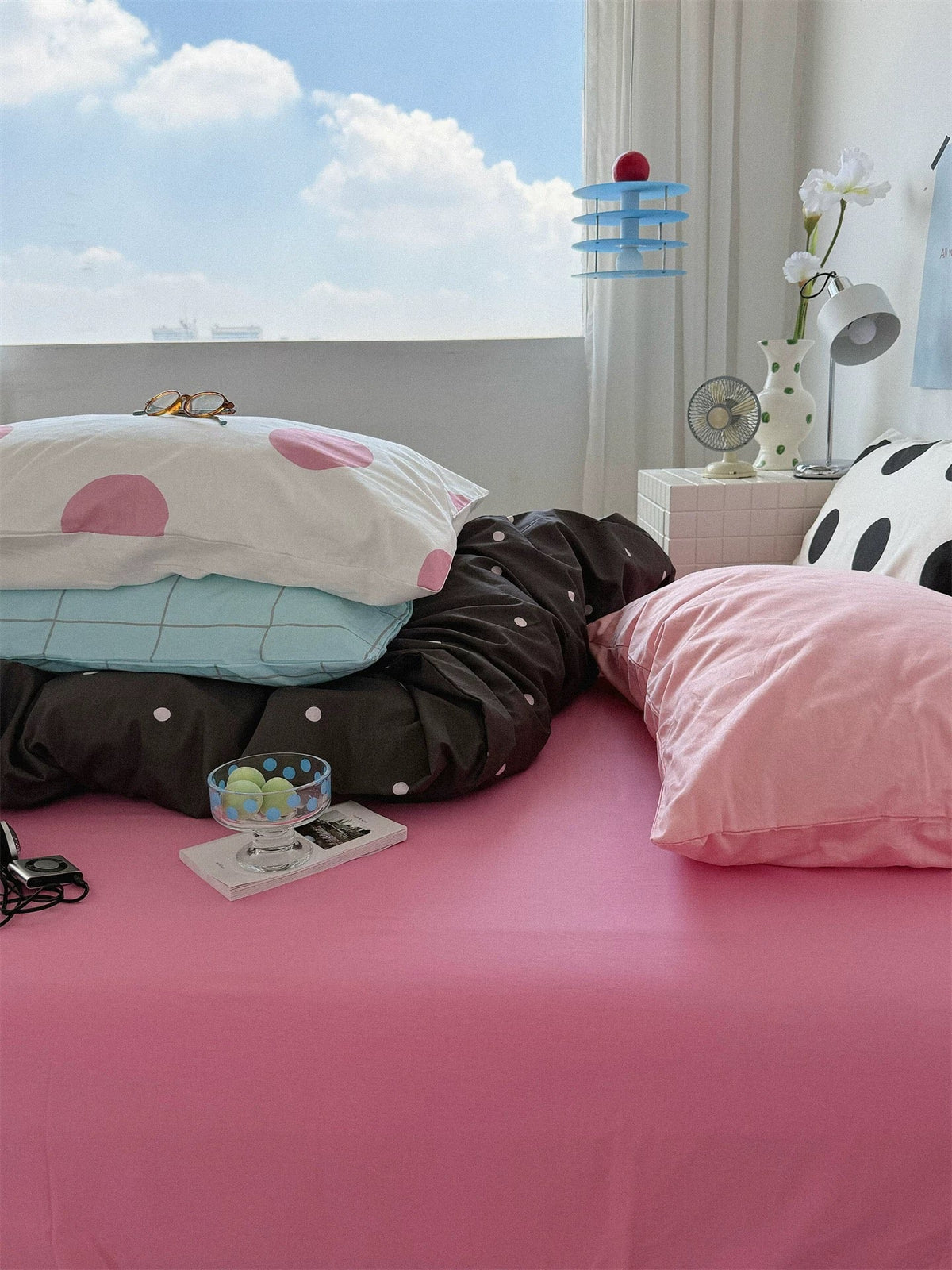 Pink and Gray Bedding Set