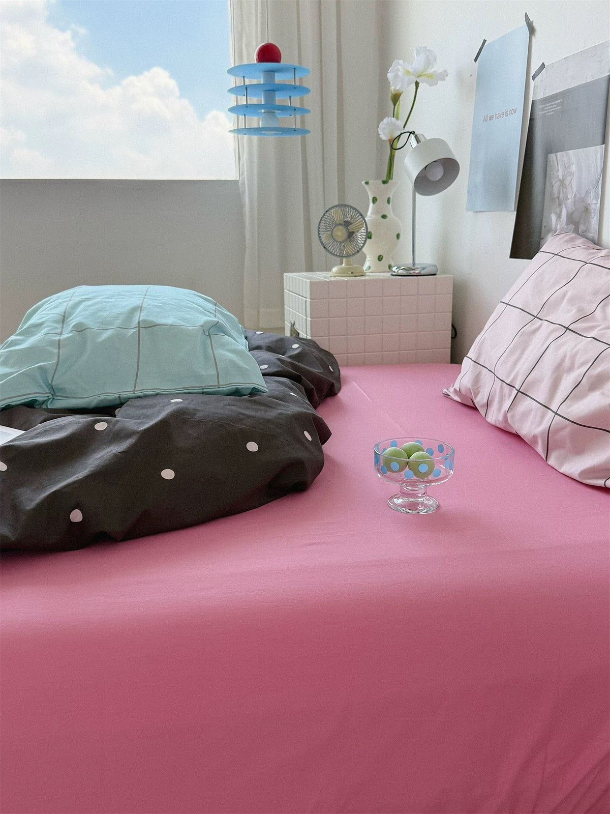 Pink and Gray Bedding Set