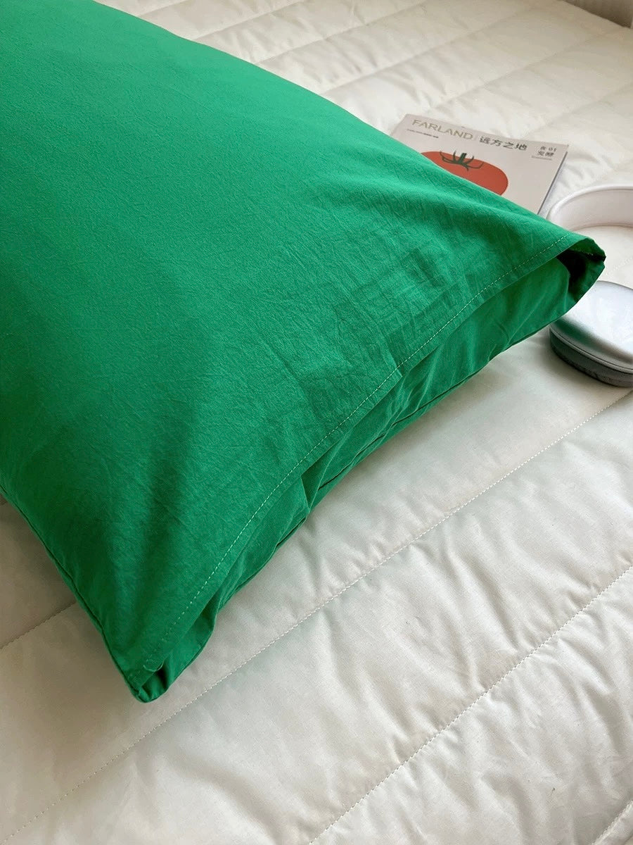 Solid Color Washed Cotton Pillowcase
