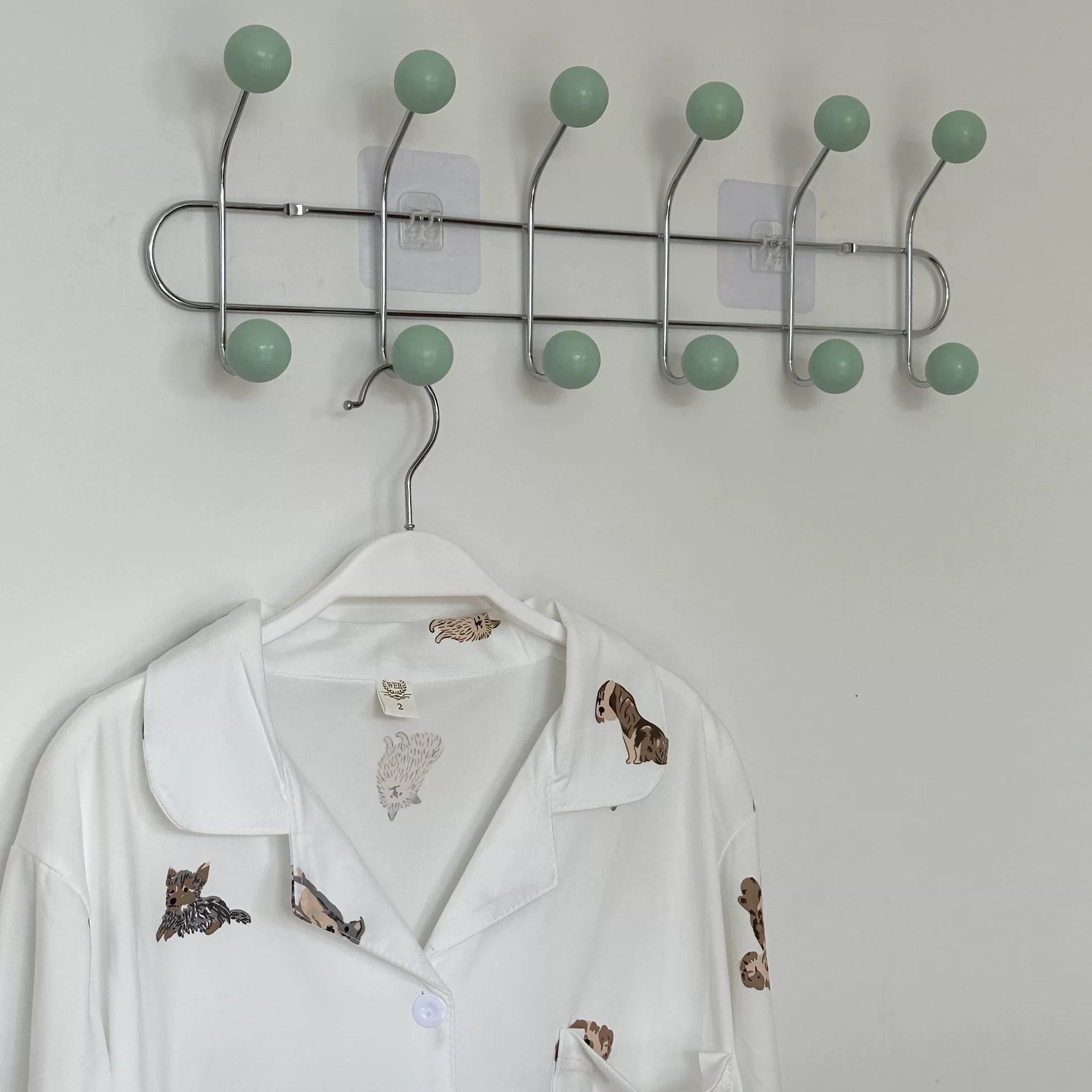 Retro Wall Mounted Coat Rack Green L: 49.5 x 15 cm (19.5 x 5.9 in)