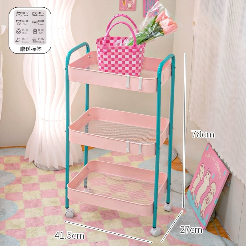 Pink 3-Layer Storage Shelf
