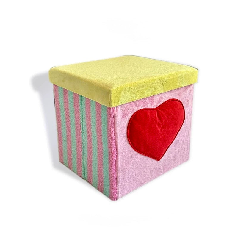 Heart Velvet Storage Stool