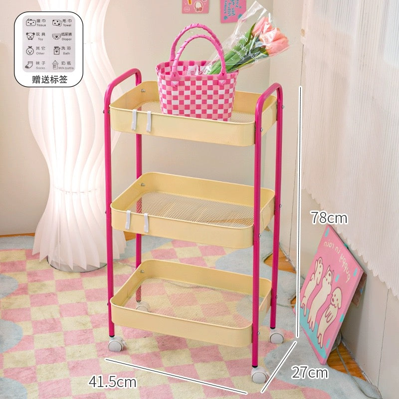 Pink 3-Layer Storage Shelf Yellow