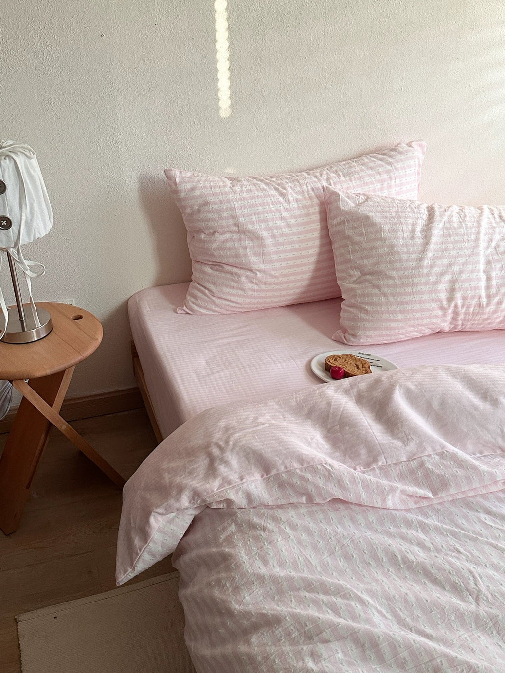 Pink Textured Stripe Duvet Cover Set