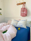 Pastel Pink & Blue Striped Duvet Cover Set