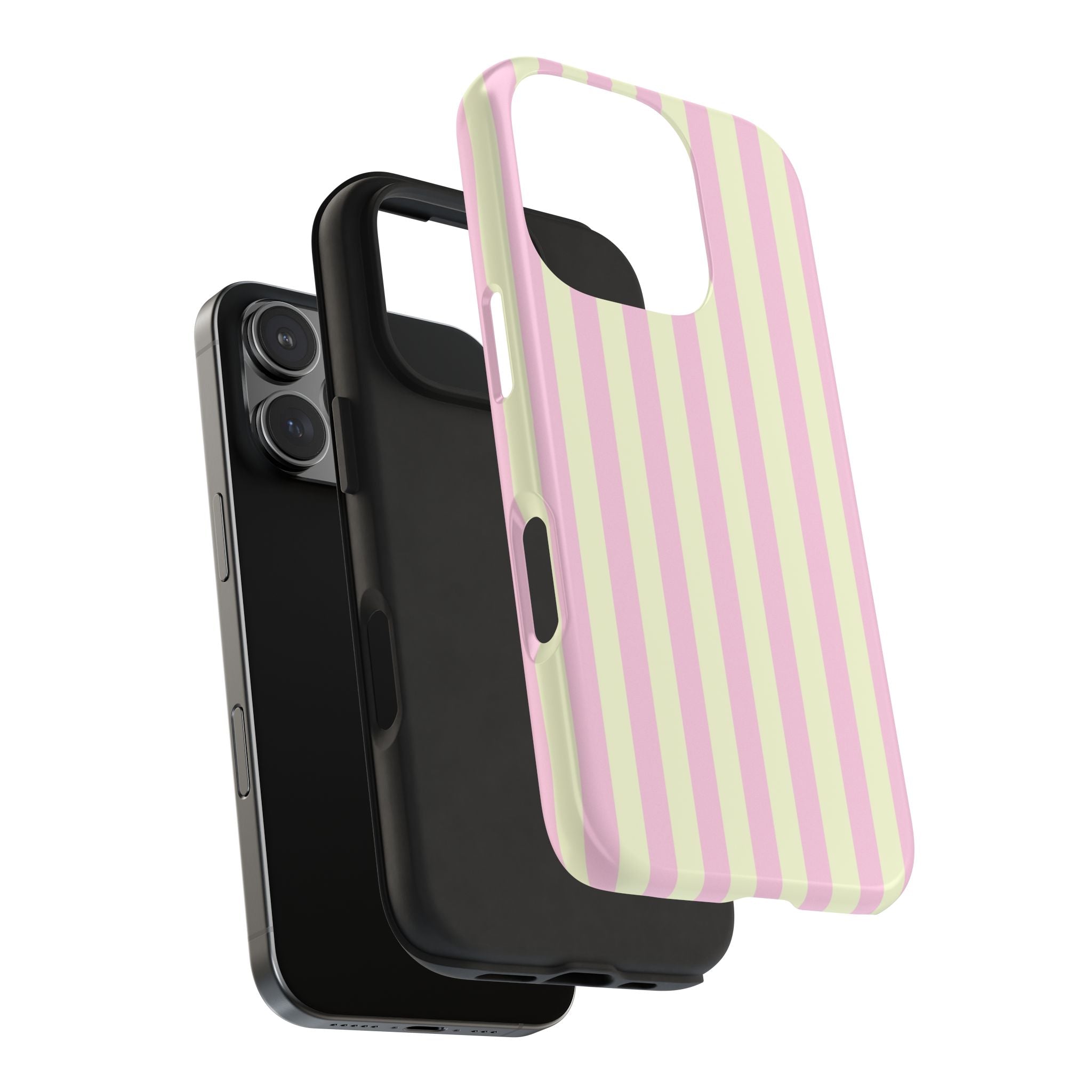 Glossy Pink & Yellow Striped iPhone Case