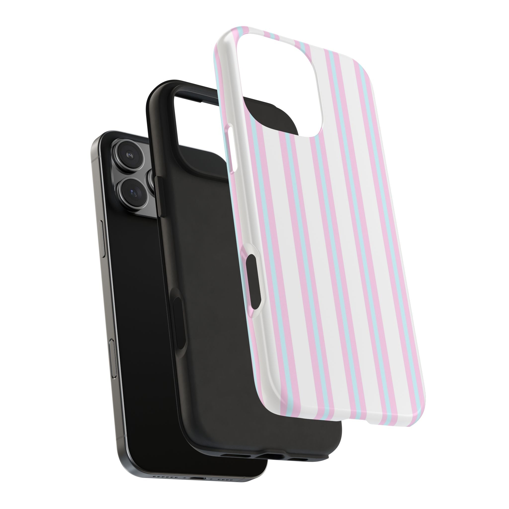 Glossy Pink & Blue Striped iPhone Case