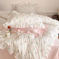 Pink Tulip Bedding Set – Cotton Muslin with Ruffle Trim