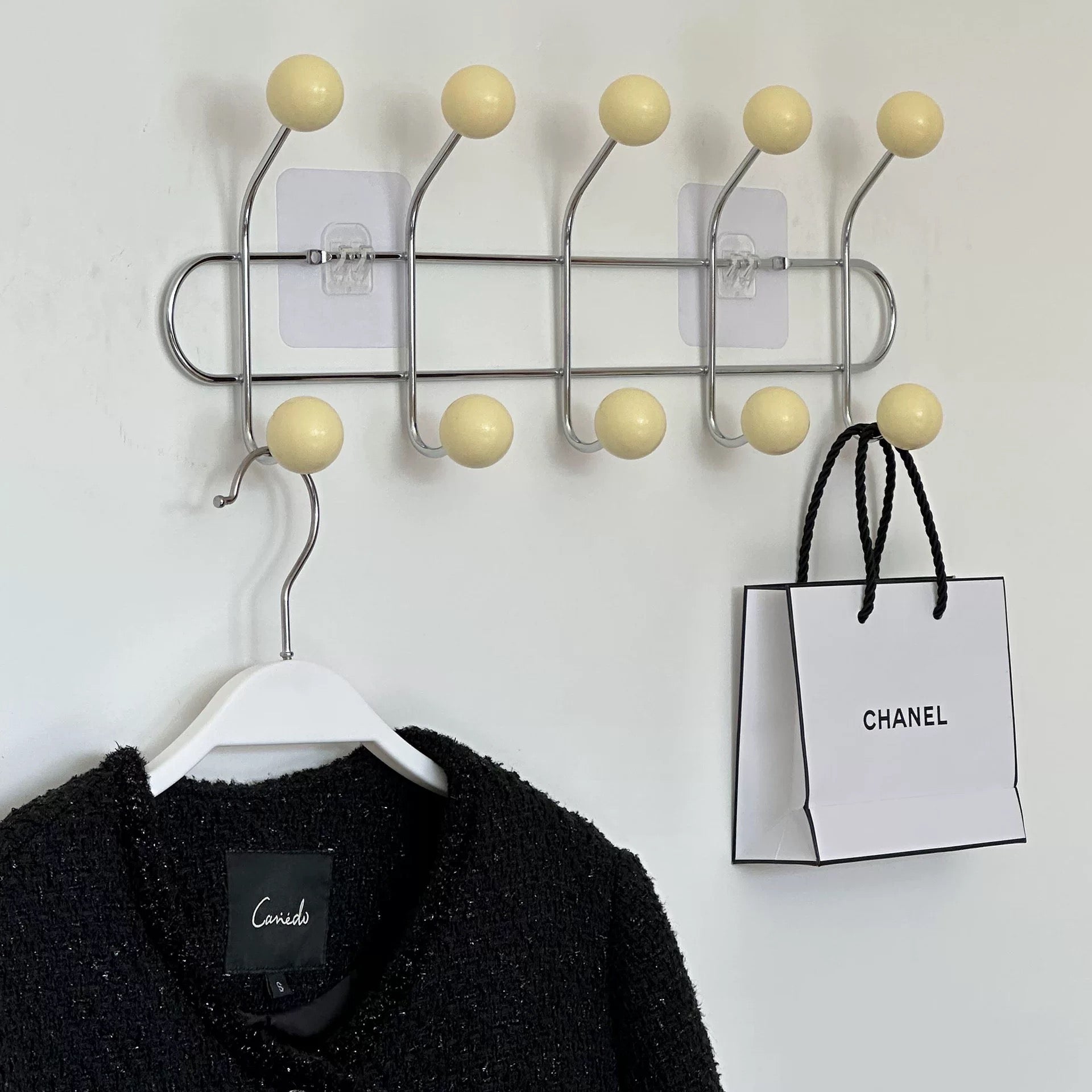 Retro Wall Mounted Coat Rack Beige M: 41 x 15 cm (16 x 5.9 in)