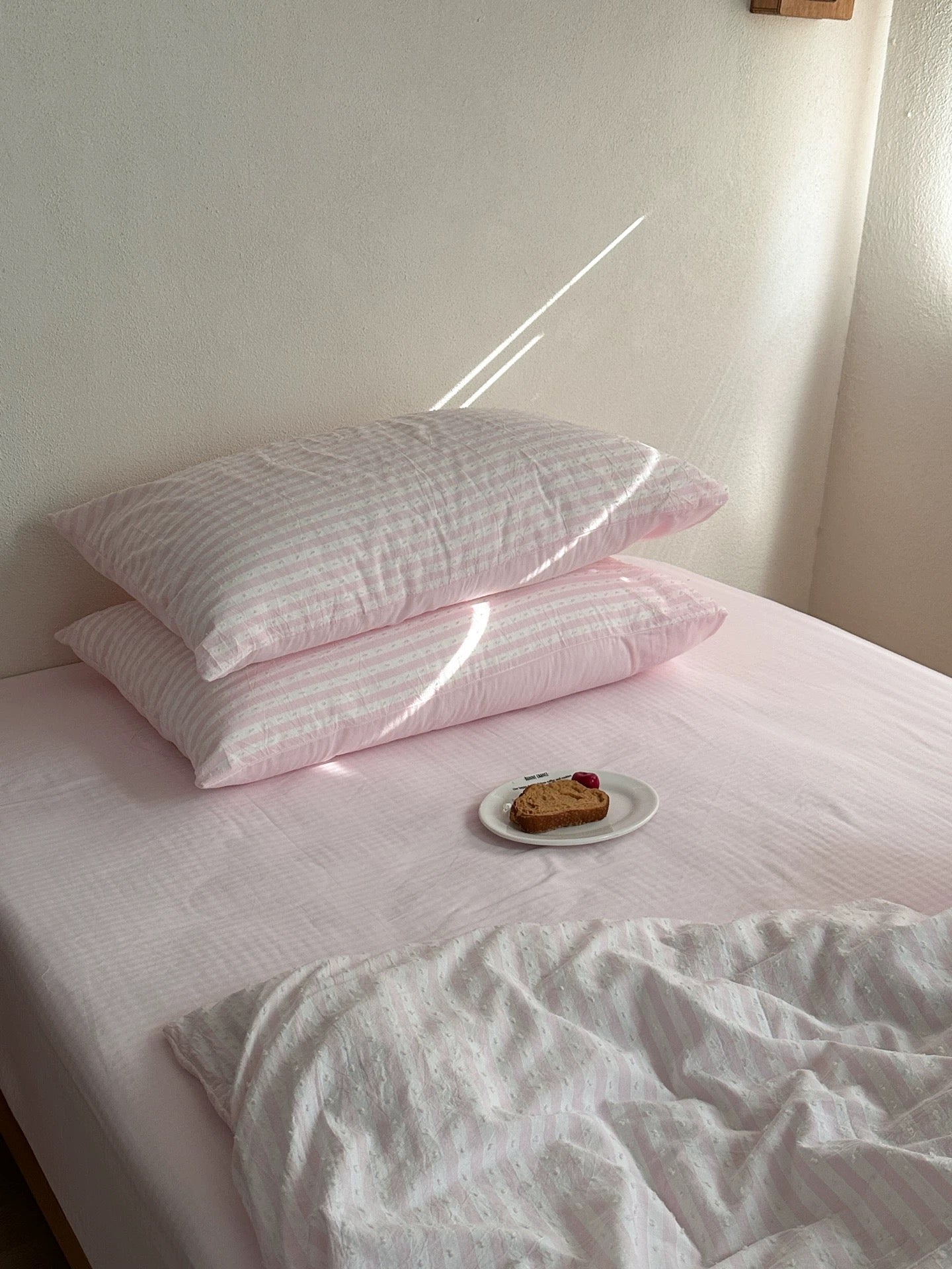 Pink Textured Stripe Duvet Cover Set